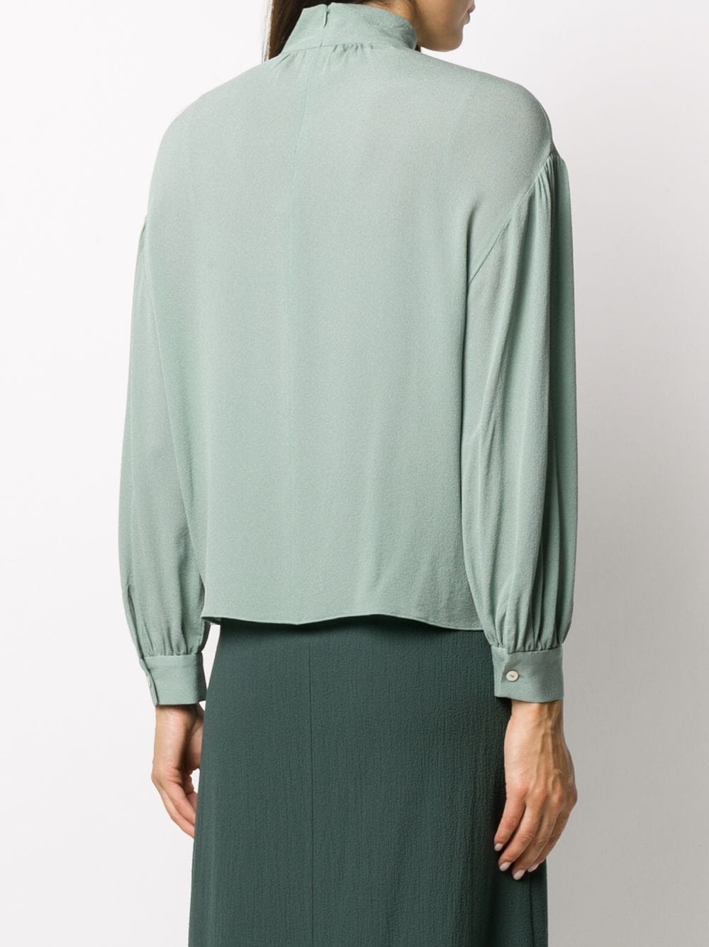 gathered-sleeve silk blouse - 4