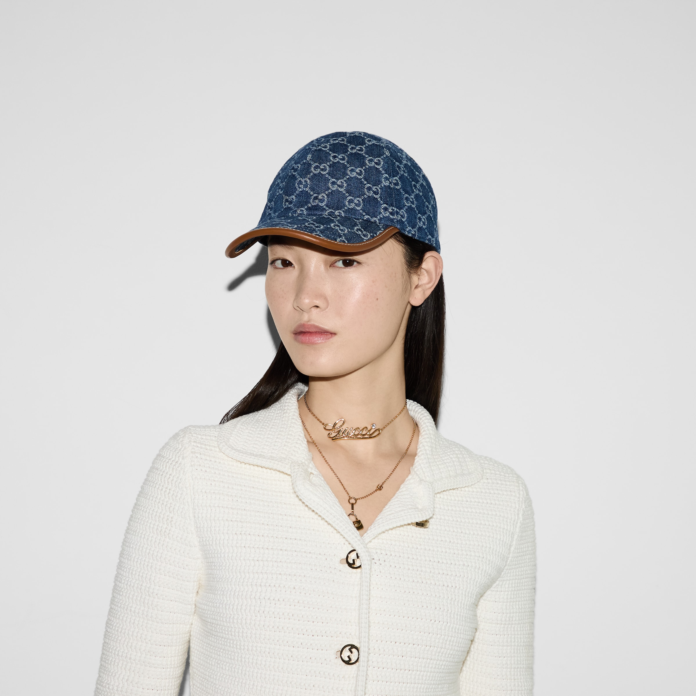 GG denim baseball hat - 3