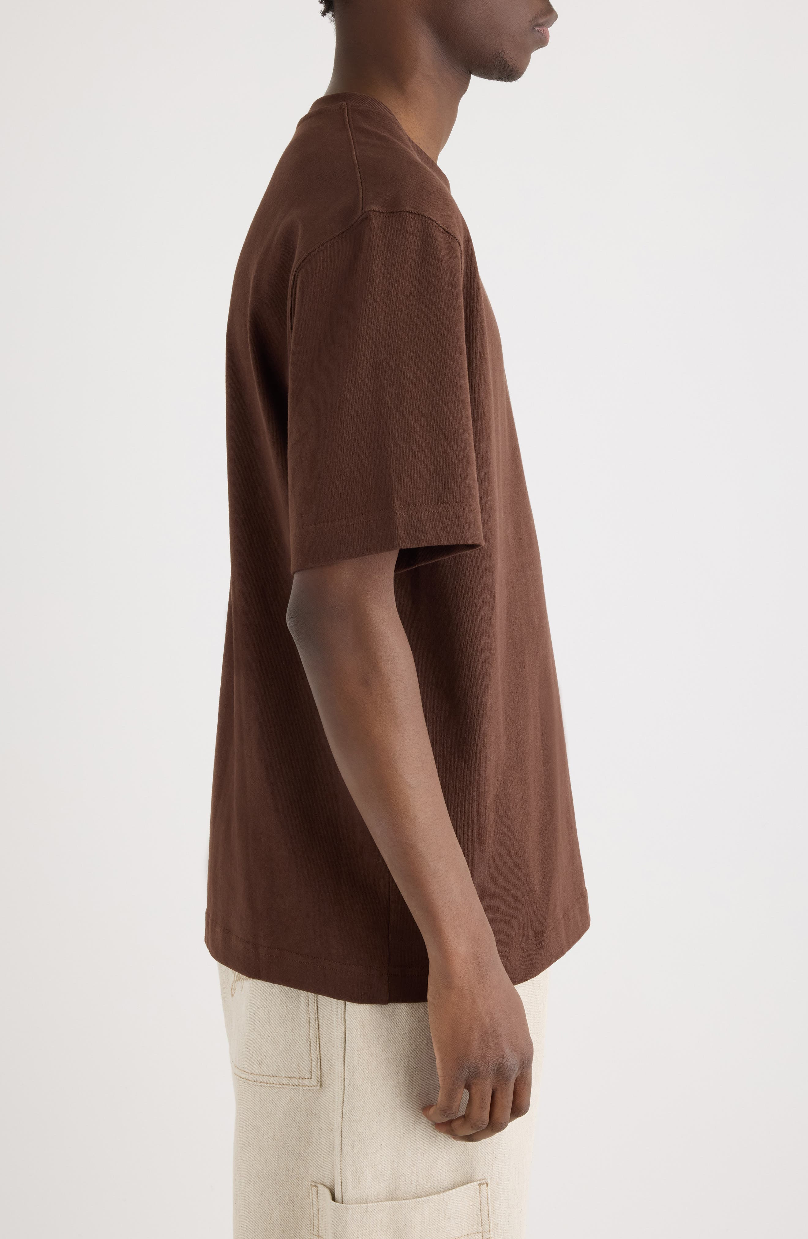 Jacquemus Le T-Shirt Gros Grain Cotton T-Shirt in Dark Brown at Nordstrom - 4