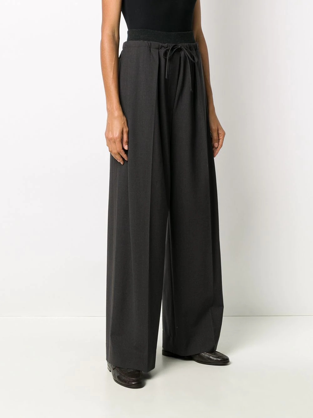 contrasting waistband wide-leg trousers - 3