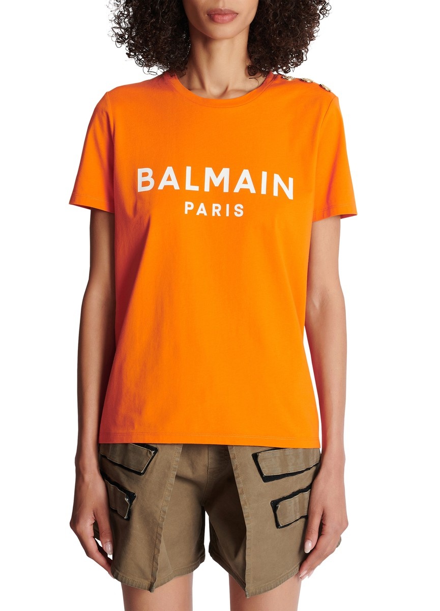 Eco-responsible cotton T-shirt with Balmain logo print - 6