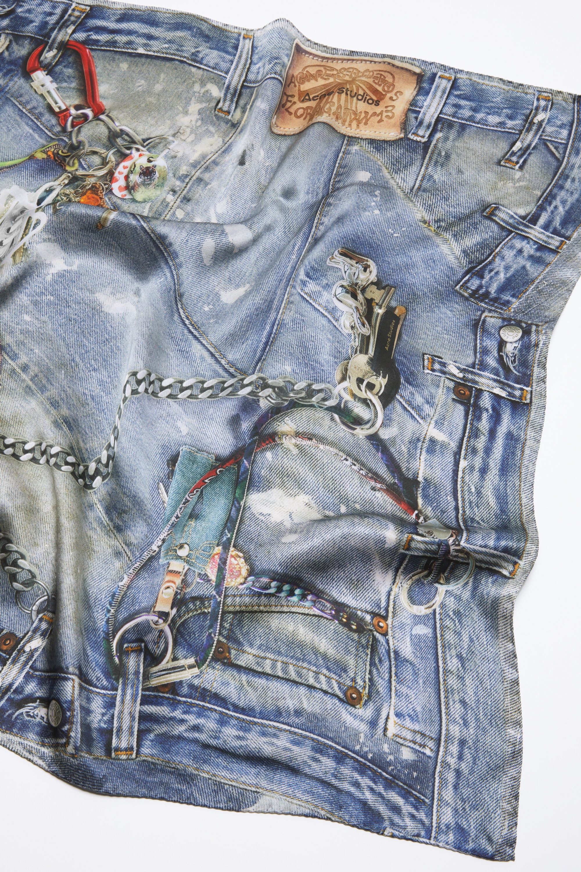 Printed silk scarf - Denim blue - 4