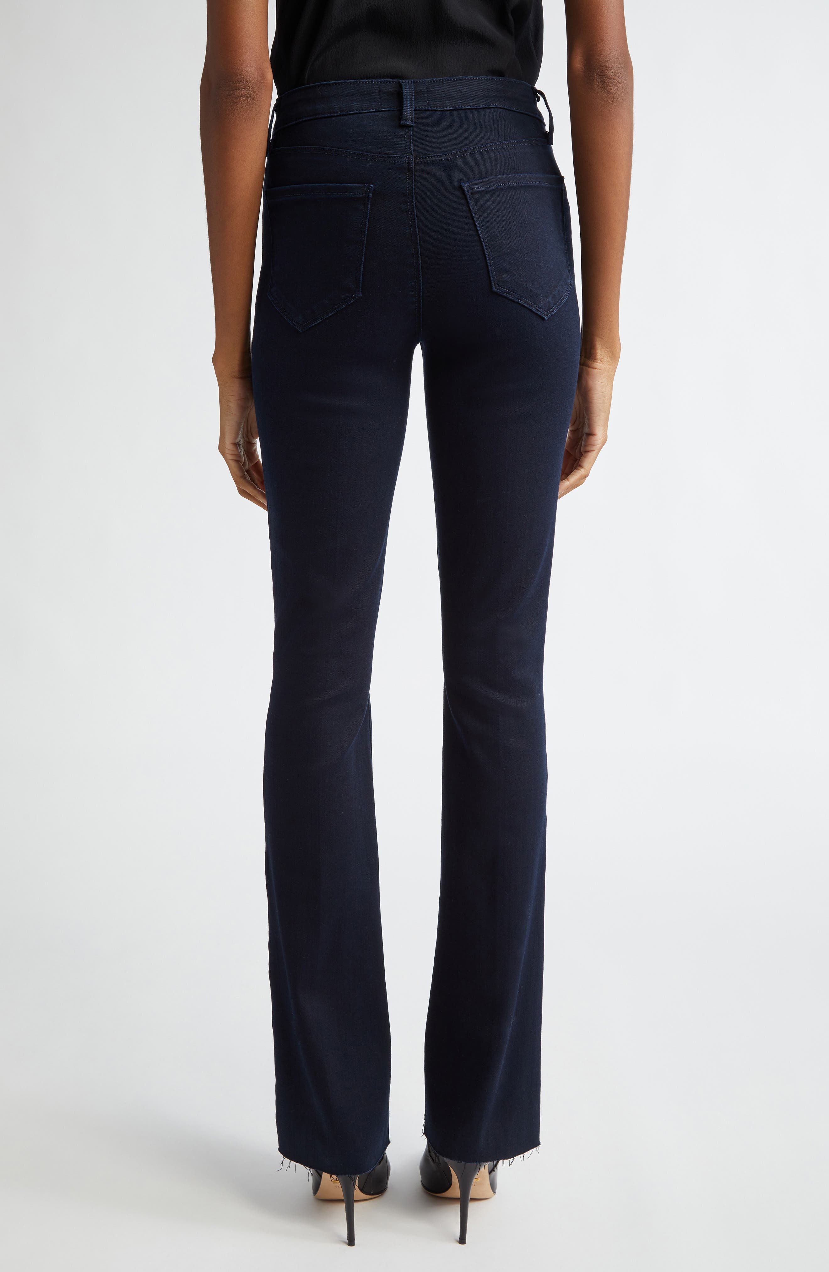 L'AGENCE Ruth Coated High Waist Raw Hem Straight Leg Jeans in Metro Coated at Nordstrom - 3