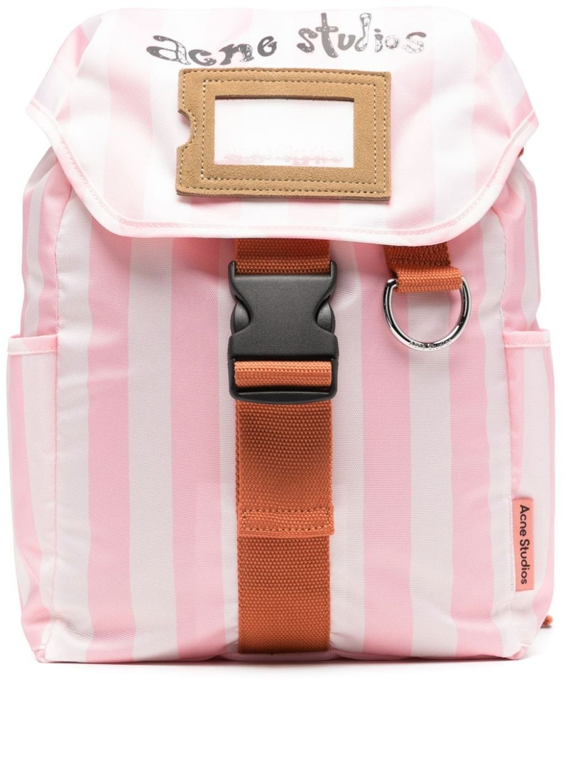 logo-print striped backpack 1