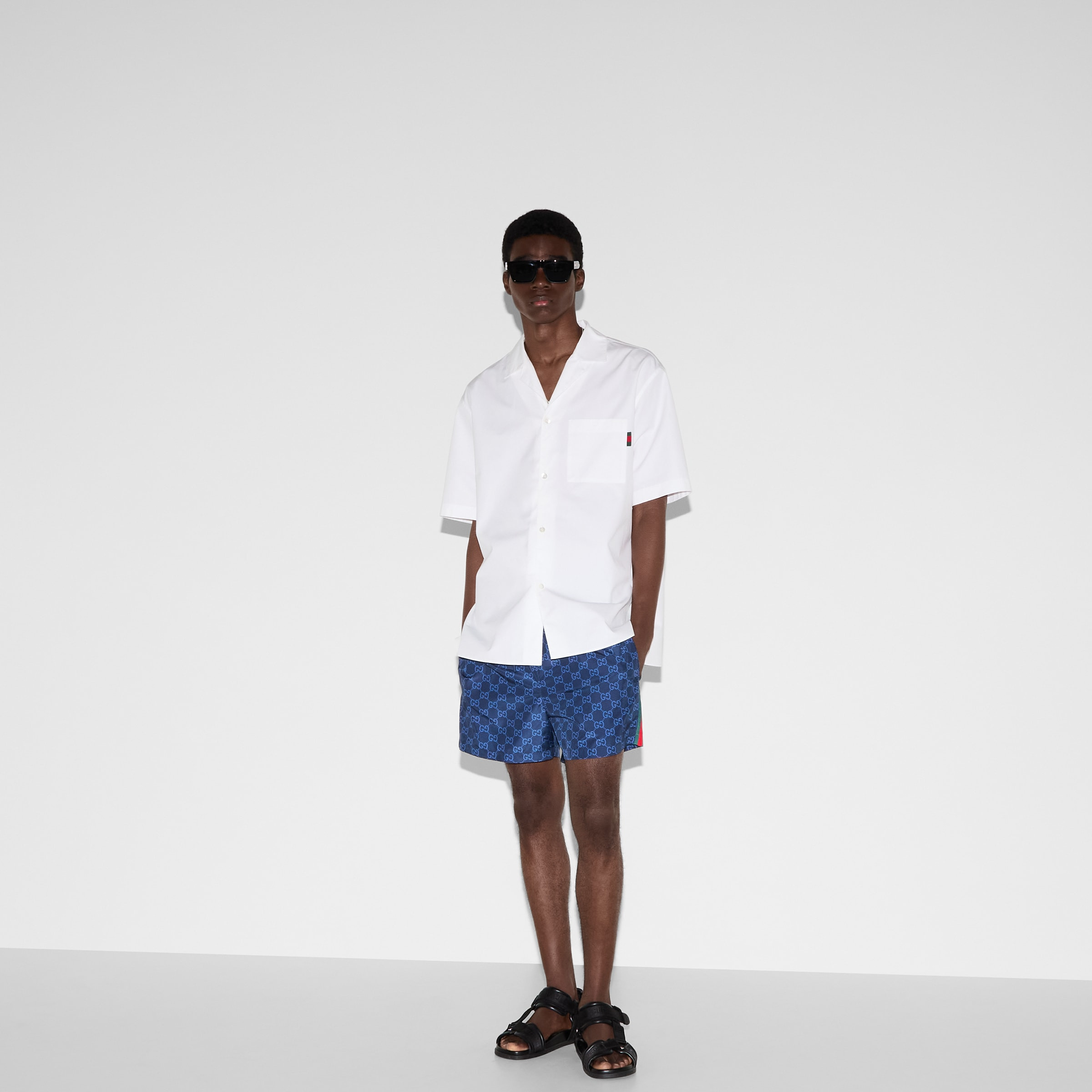 Printed poplin tech swim shorts - 6