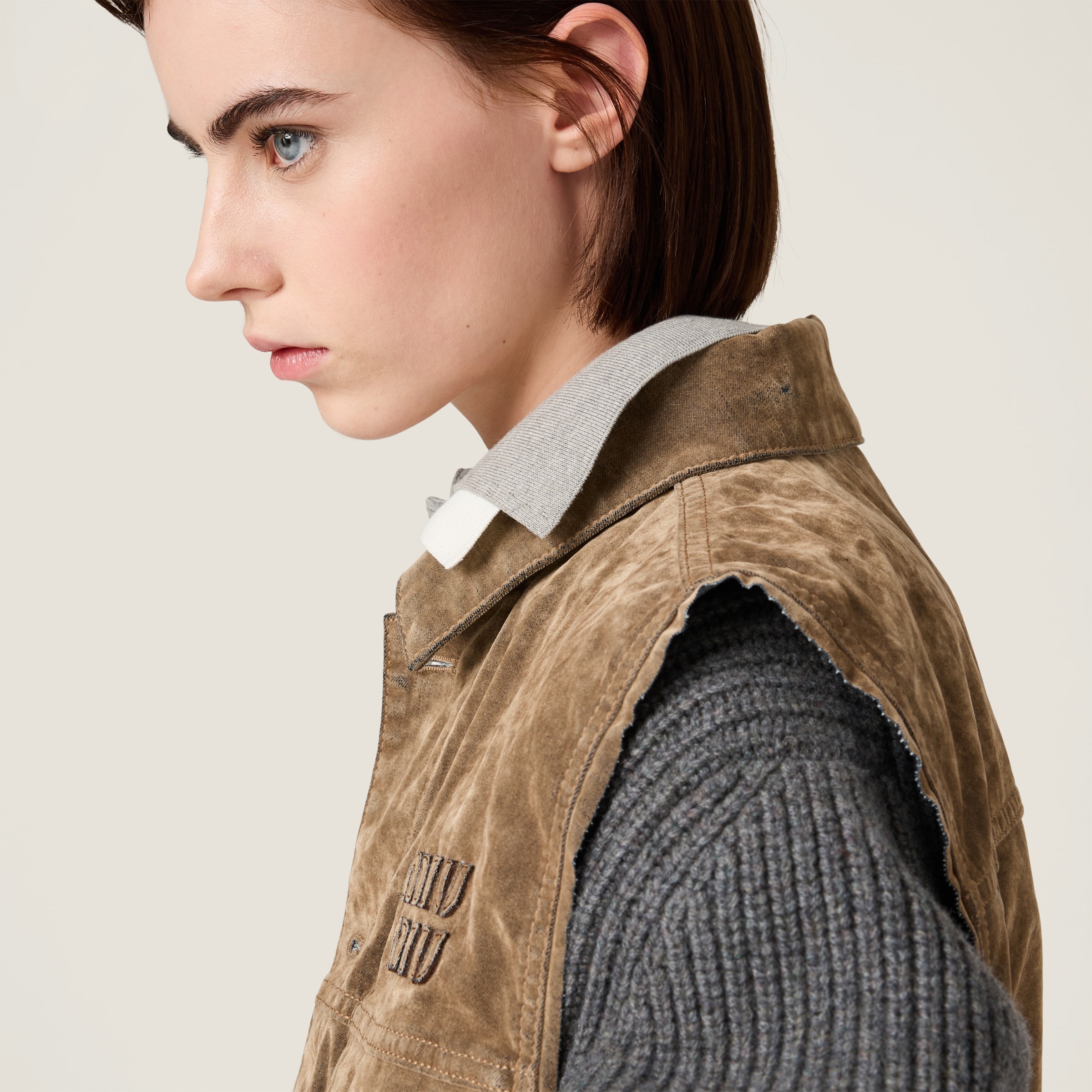 Washed flocked chambray vest - 5