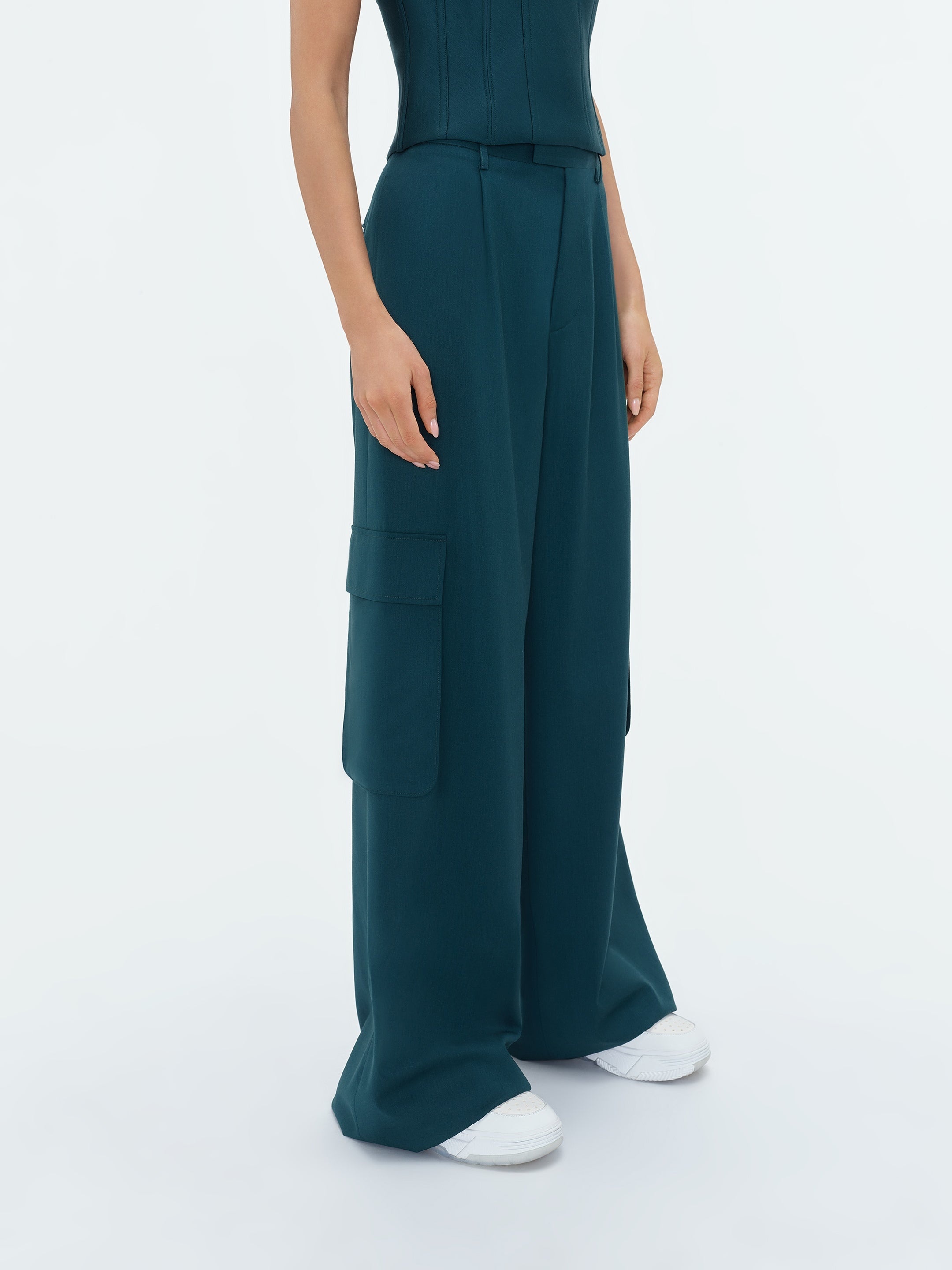 WIDE LEG PLEATED CARGO - 4