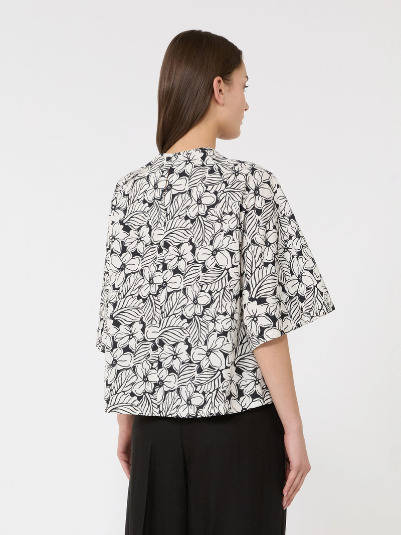 QUAGLIA Printed cotton poplin blouse - BLACK 4