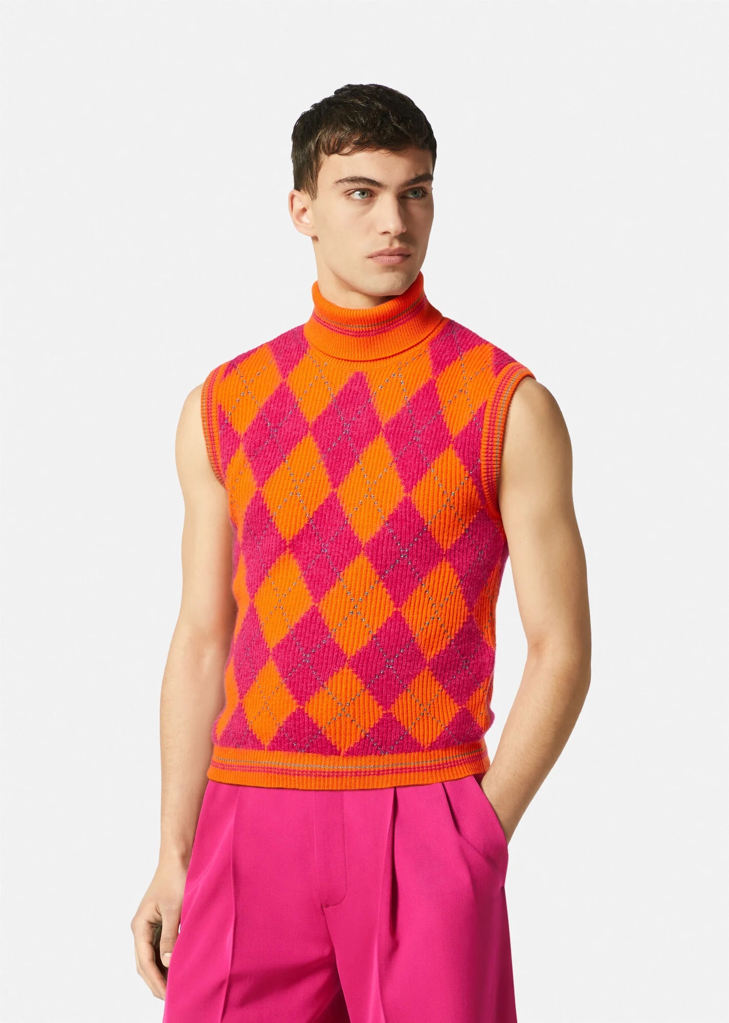 Argyle Knitted Sweater Vest - 3