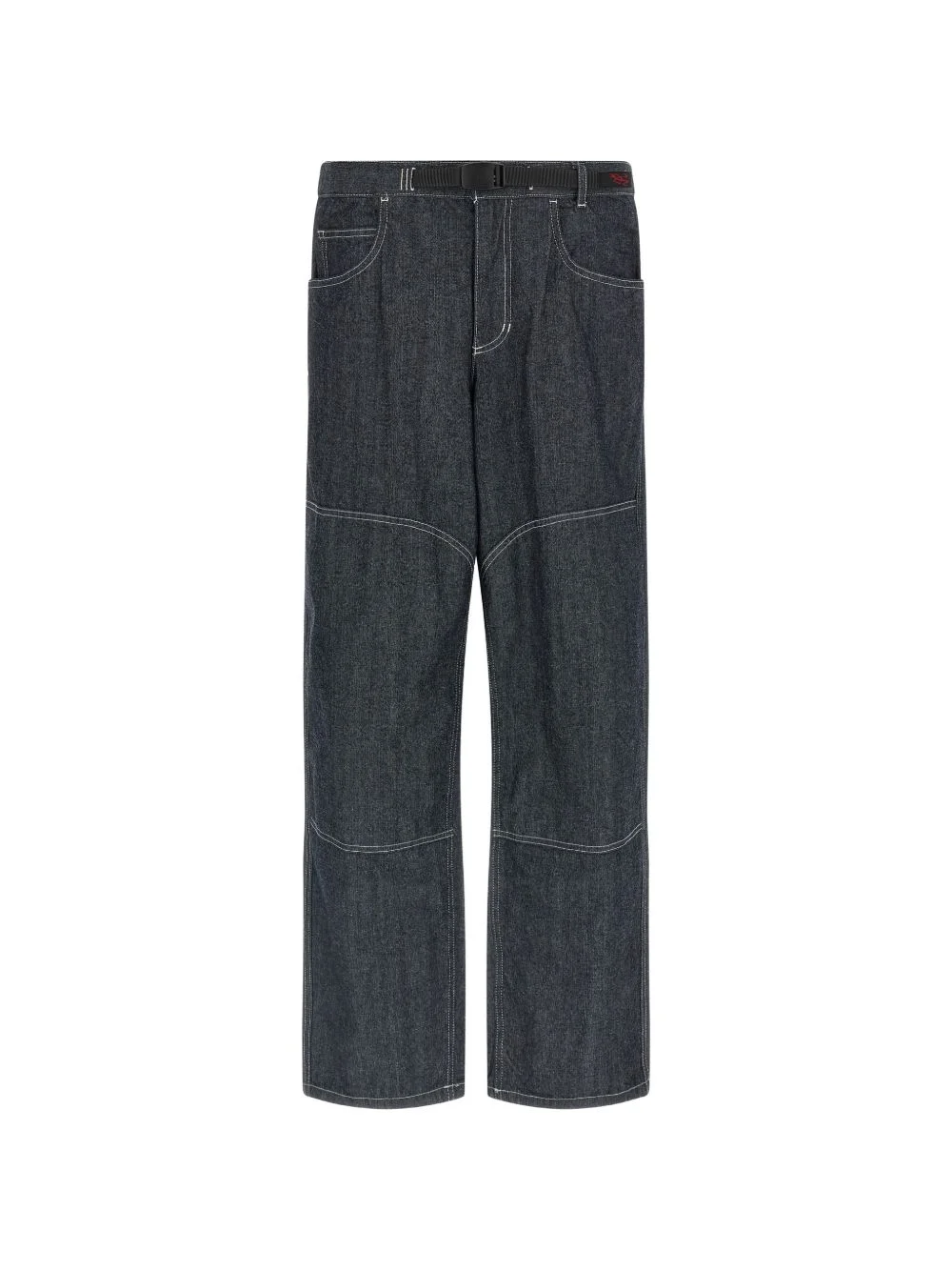 double-knee belt jeans - 1