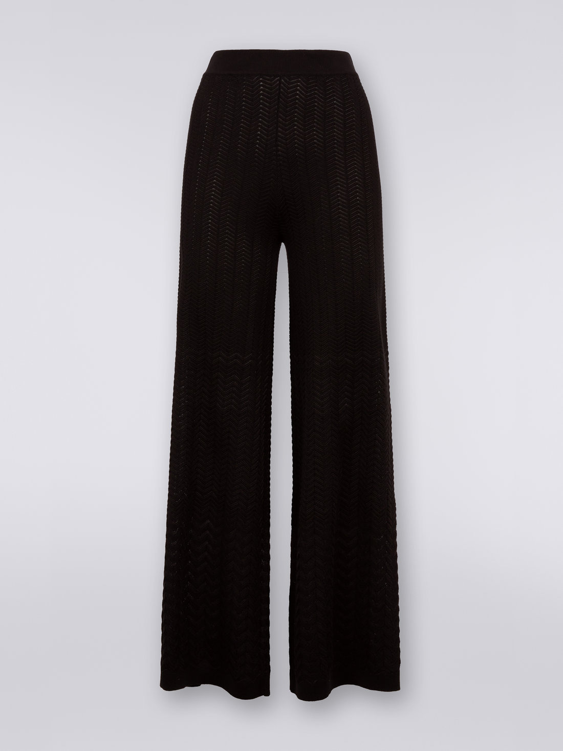 Straight knit trousers with tone-on-tone chevron - 1