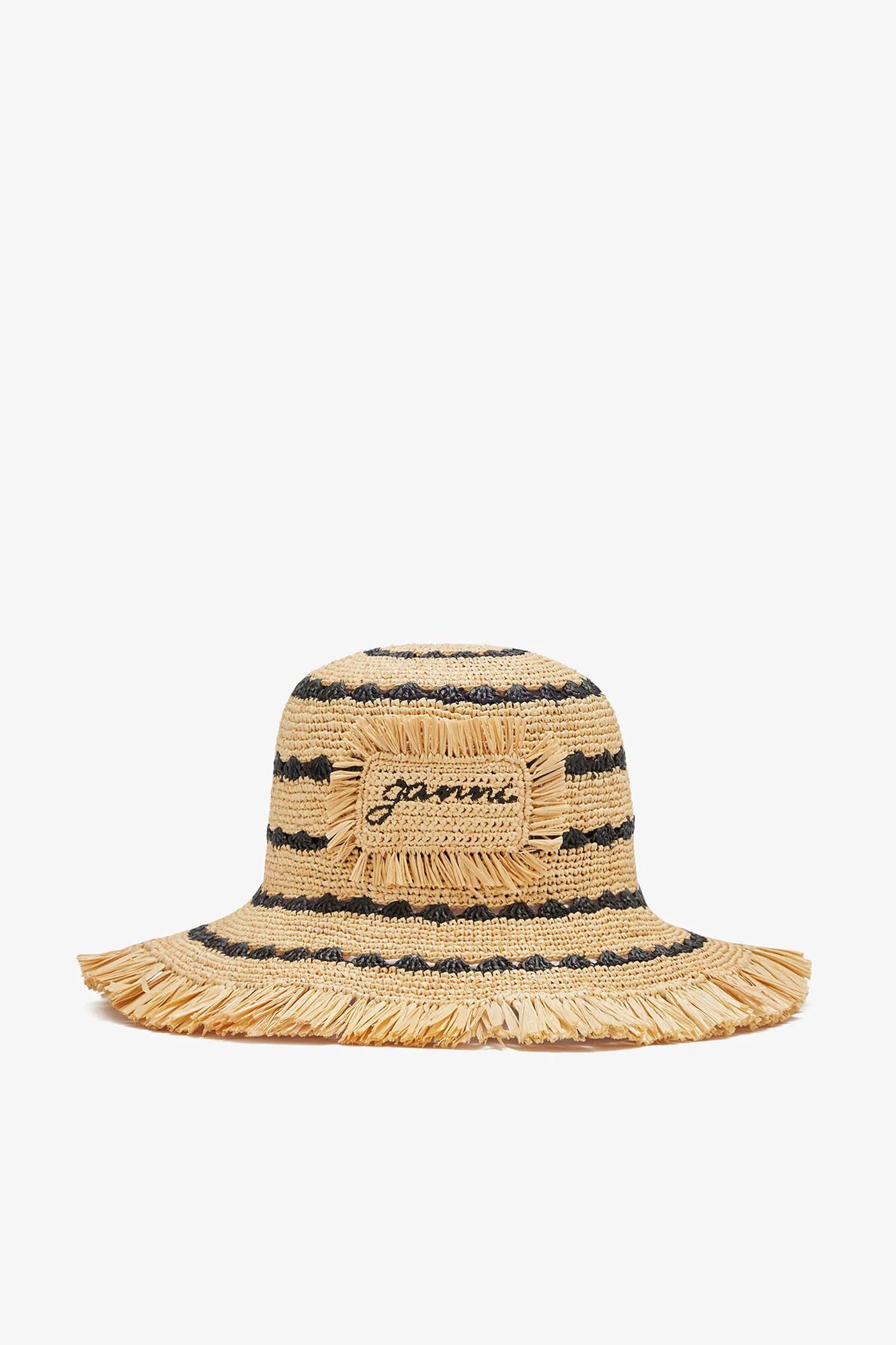 BUCKET HAT IN STRIPED RAFFIA - 1