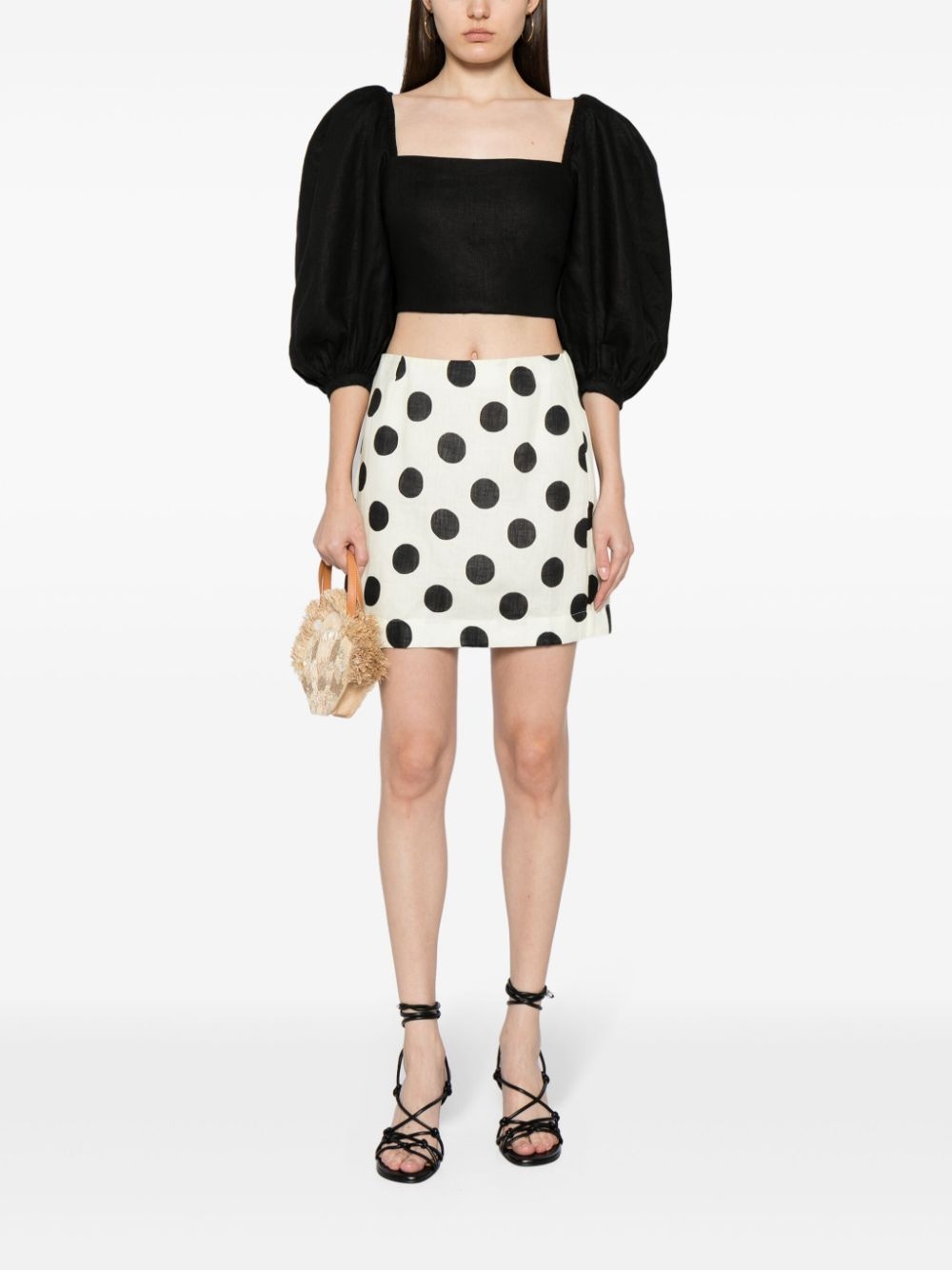 Lulo polka dot-print linen skirt - 2