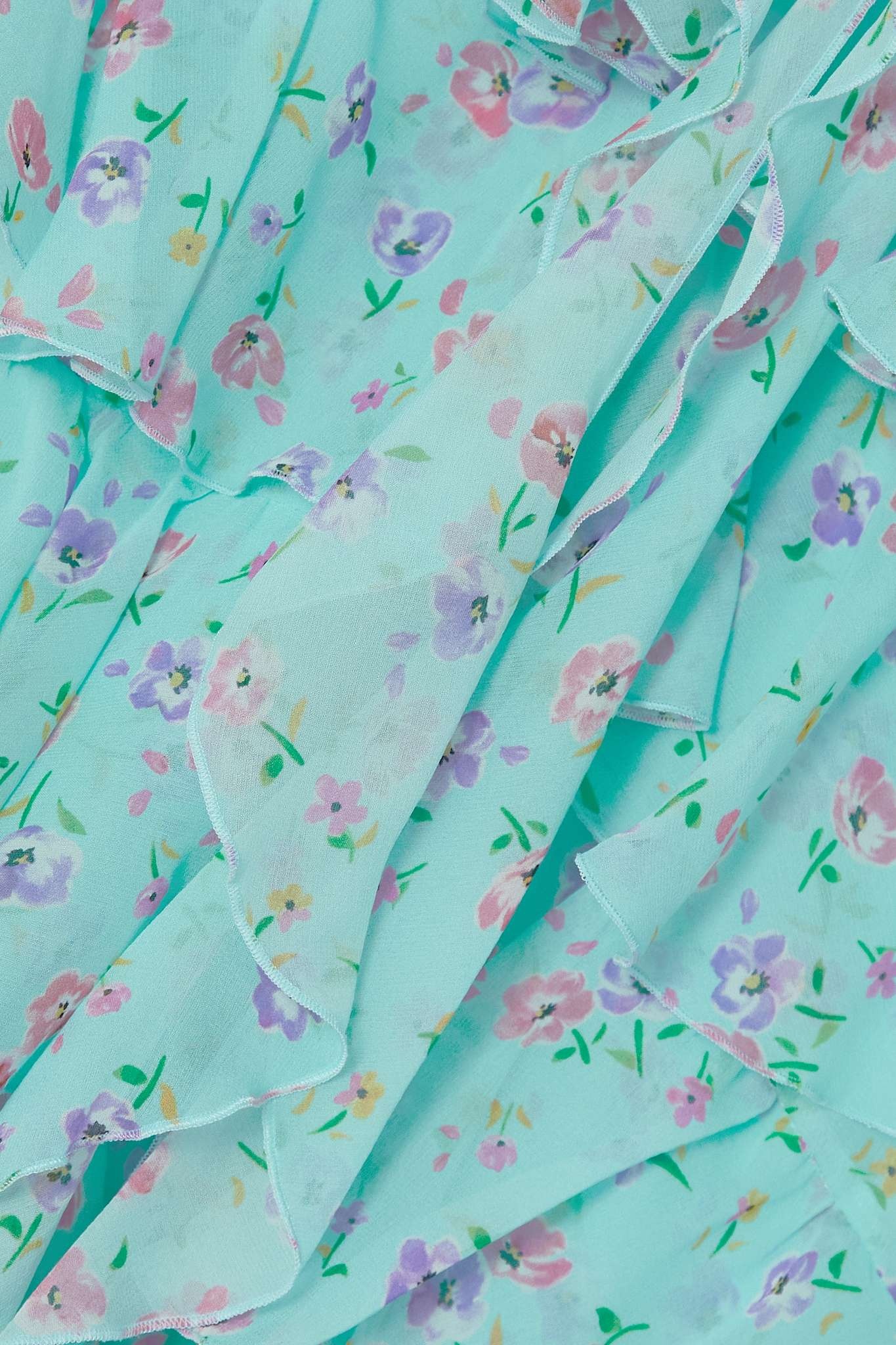 Violet ruffled floral-print silk-georgette halterneck mini dress - 5