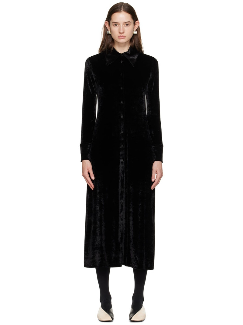 Black Long Sleeve Midi Dress - 1