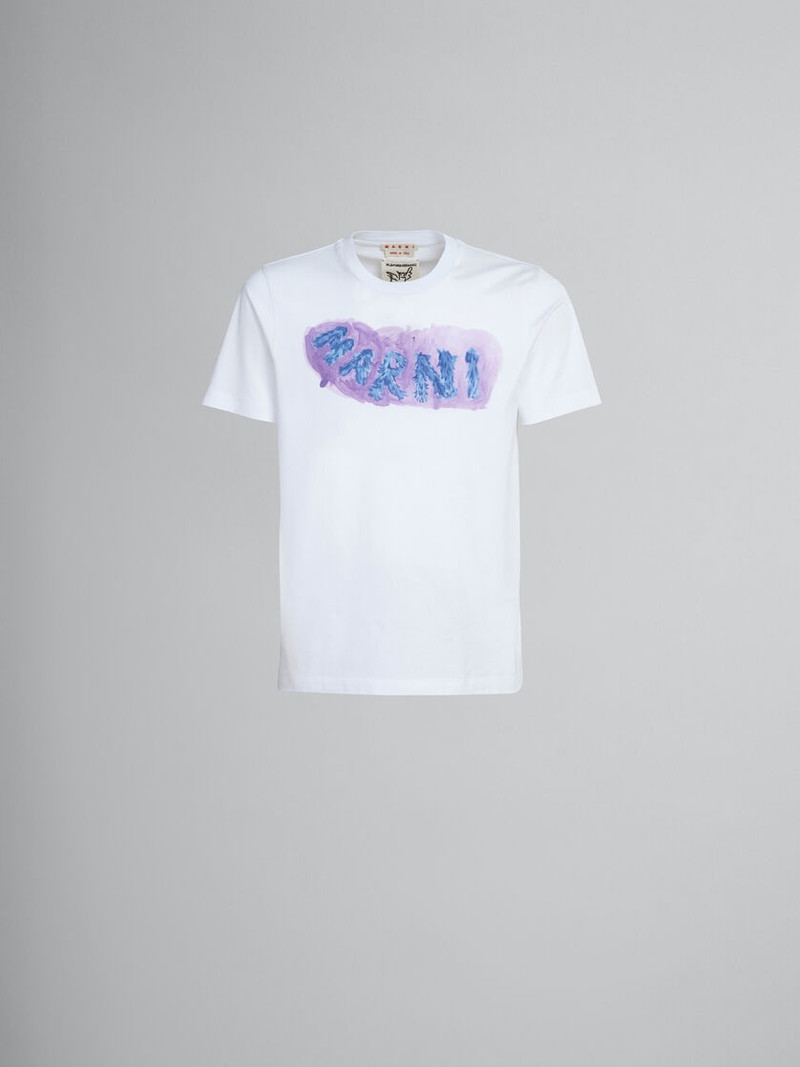 IVORY BIO COTTON T-SHIRT WITH GRAPHIC PRINT 1