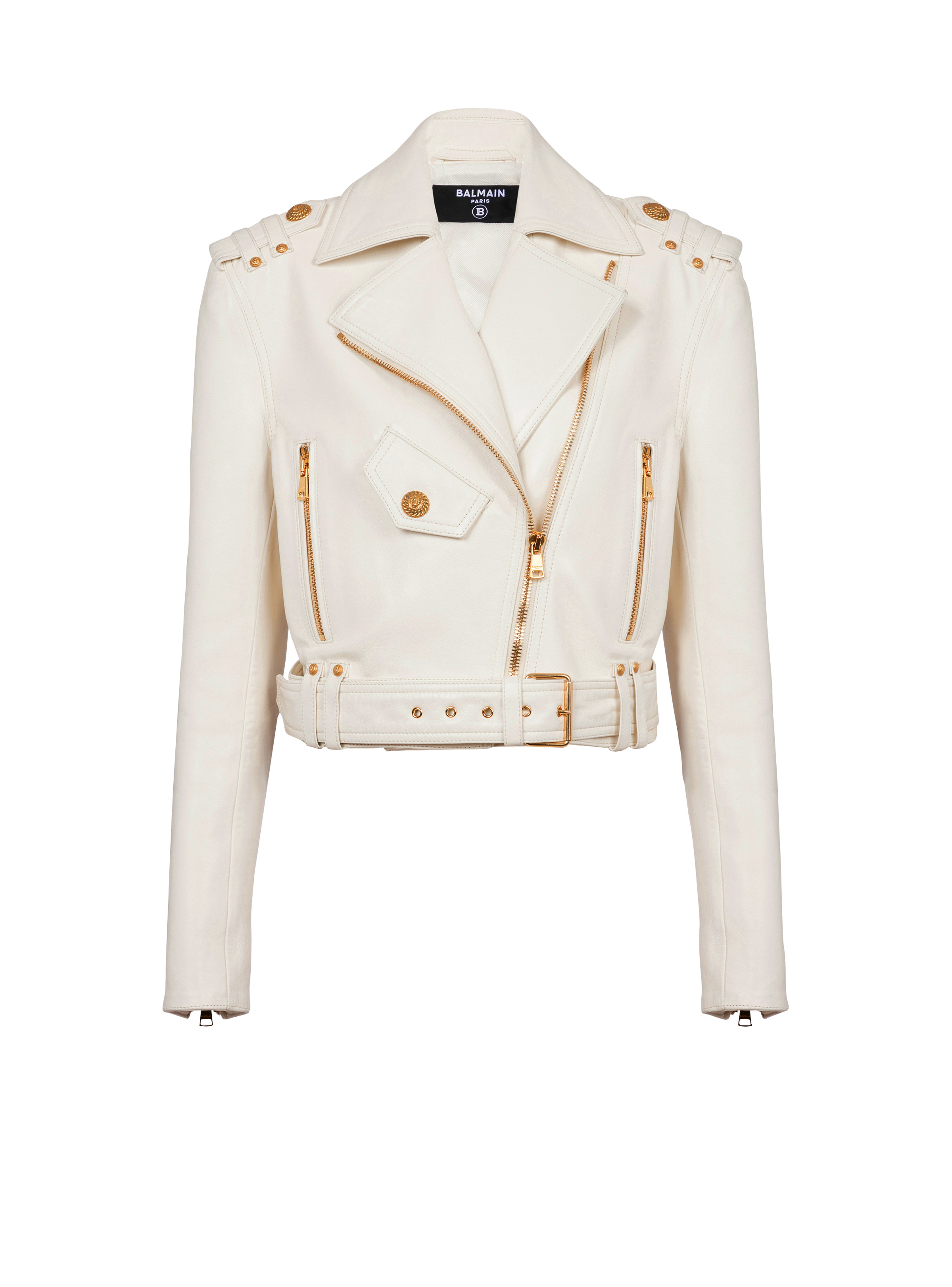 Zipped leather biker jacket - 1