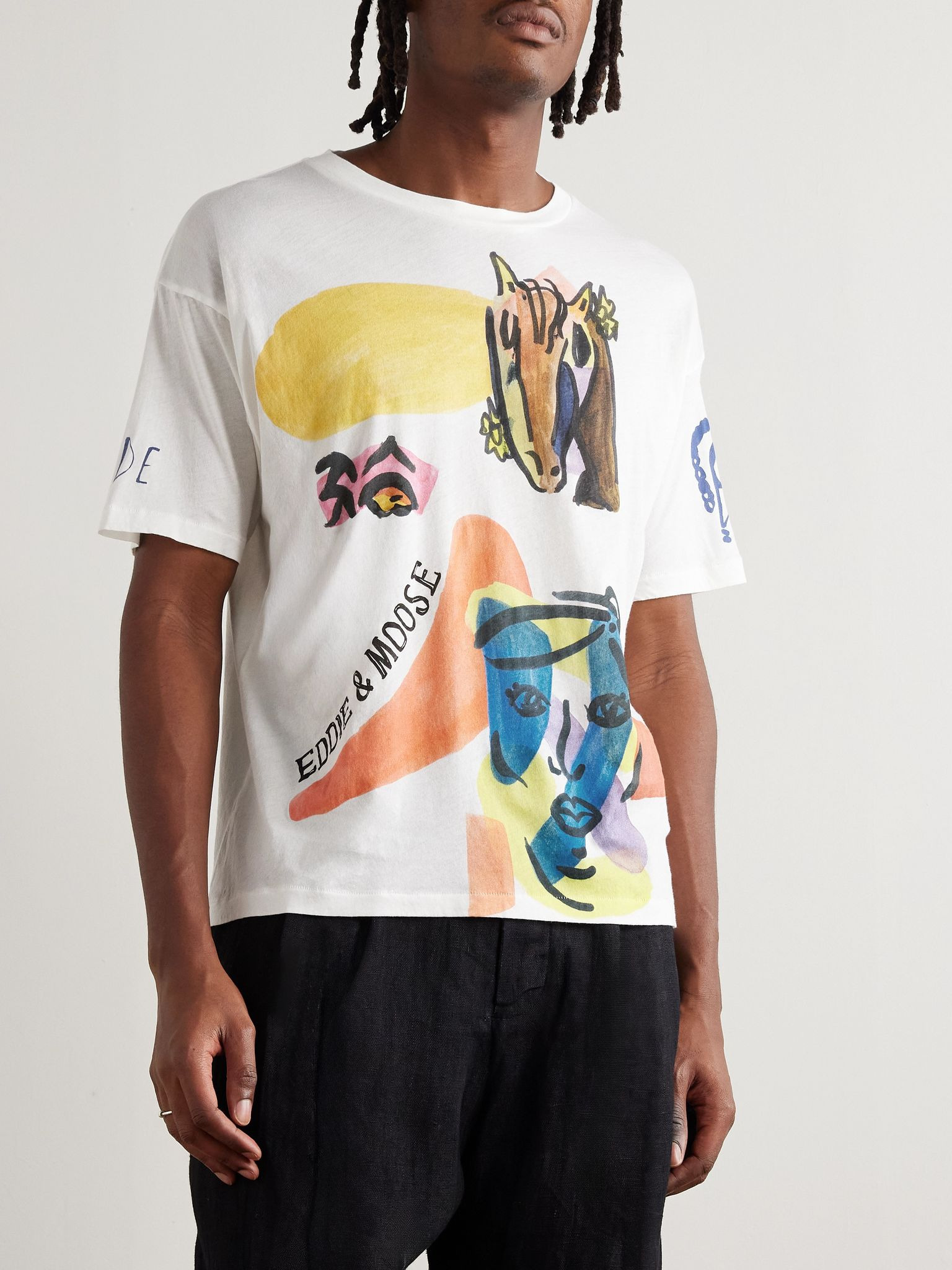Collage Printed Cotton-Jersey T-Shirt White - 3
