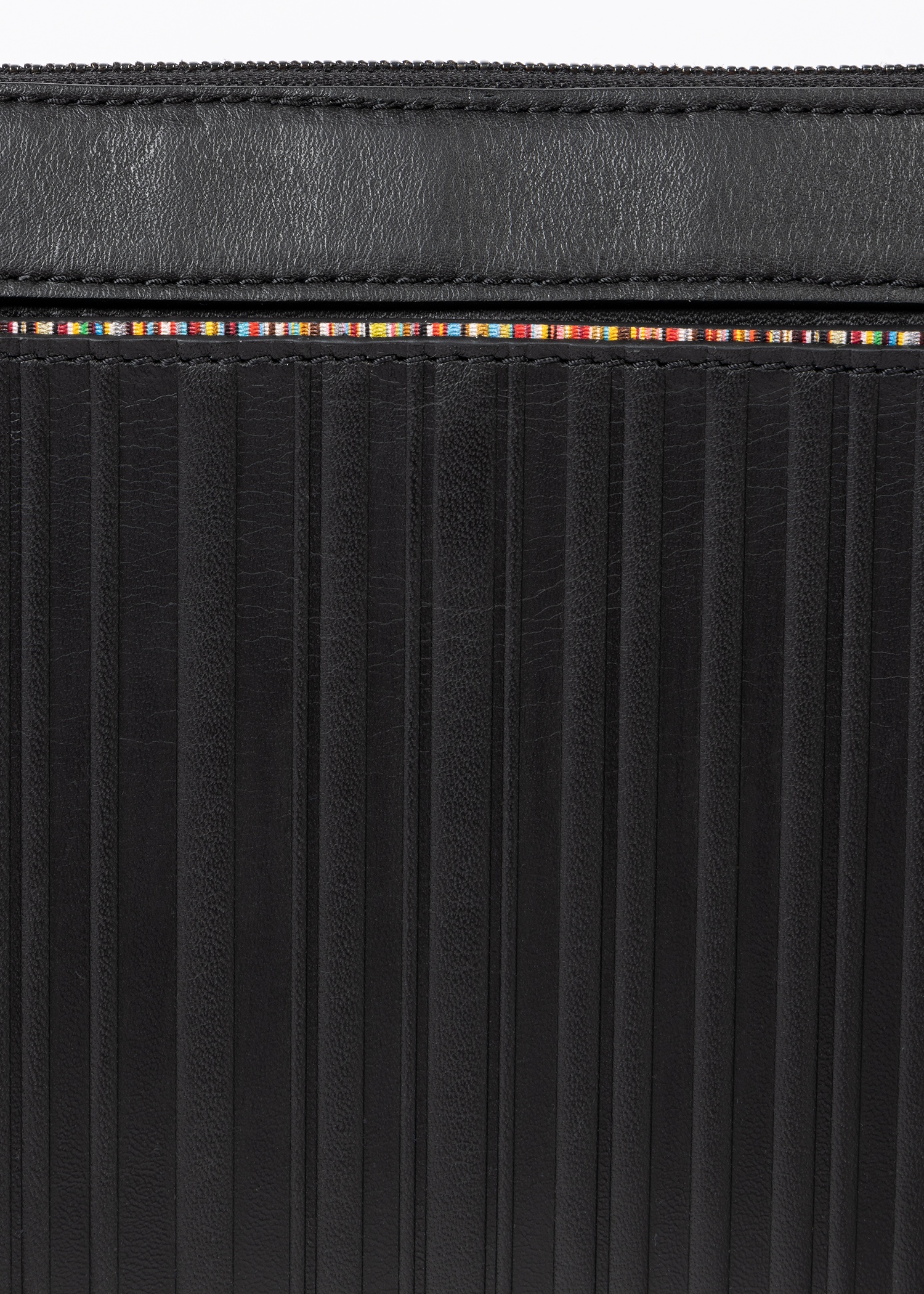 Black Leather 'Shadow Stripe' Musette Bag - 3