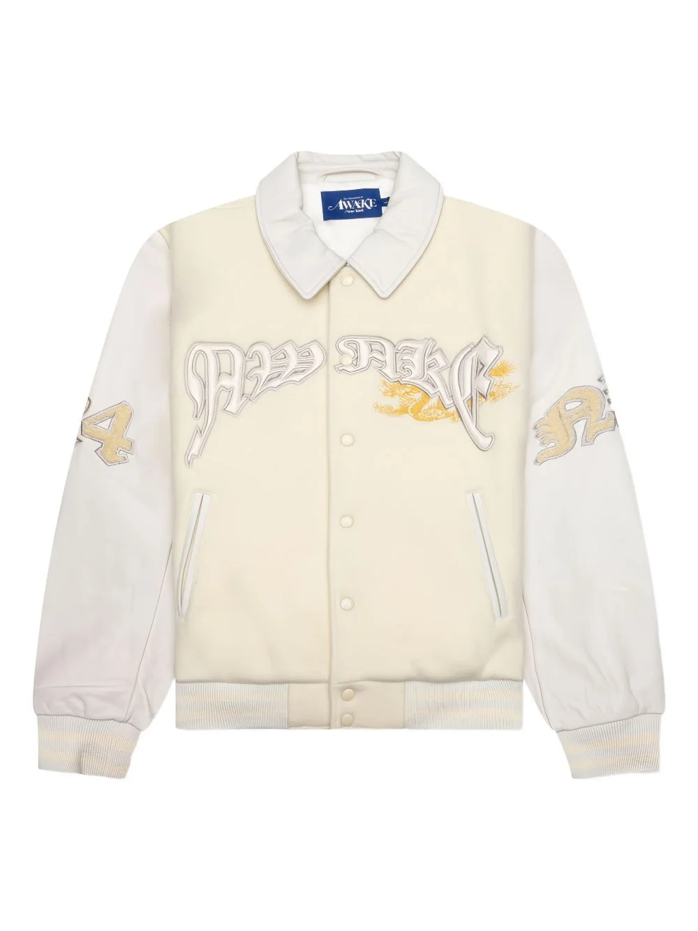dragon-embroidered varsity jacket - 1
