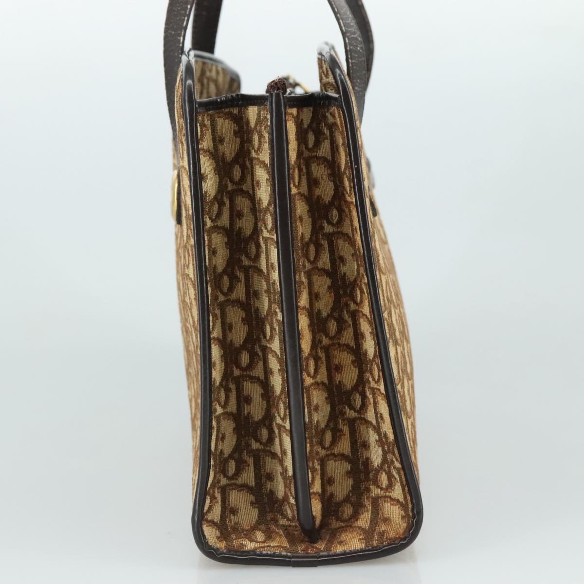 DIOR Trotter Canvas Hand Bag Beige Brown Gold - 4