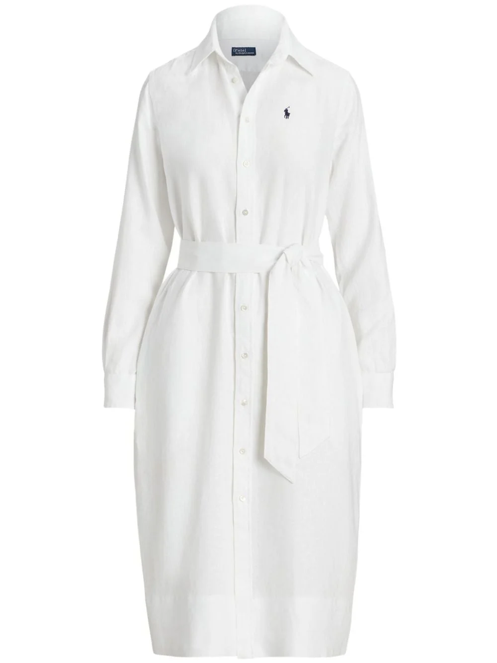 logo-embroidered linen shirtdress - 1