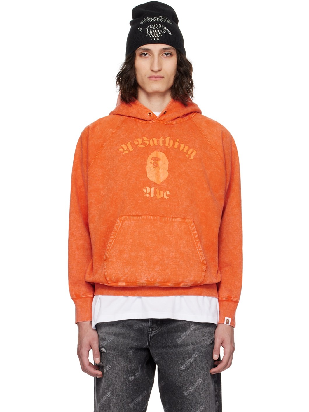 Orange Overdyed Hoodie - 1