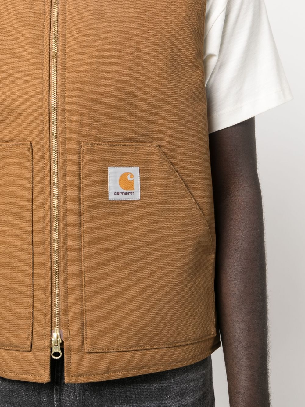 logo-patch zipped vest - 5