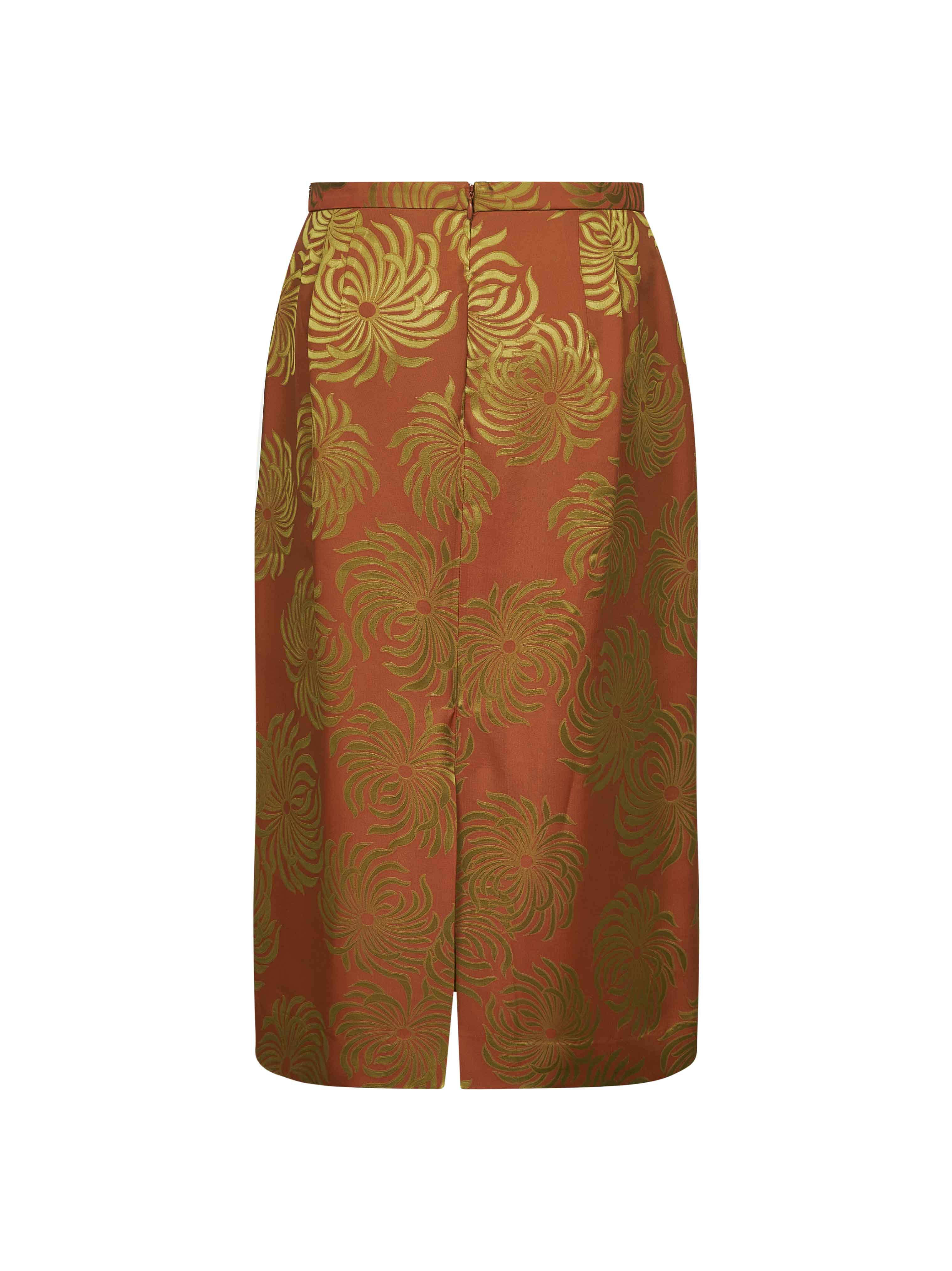 Dries Van Noten Women Orange Jacquard Viscose Blend Midi Skirt - 2