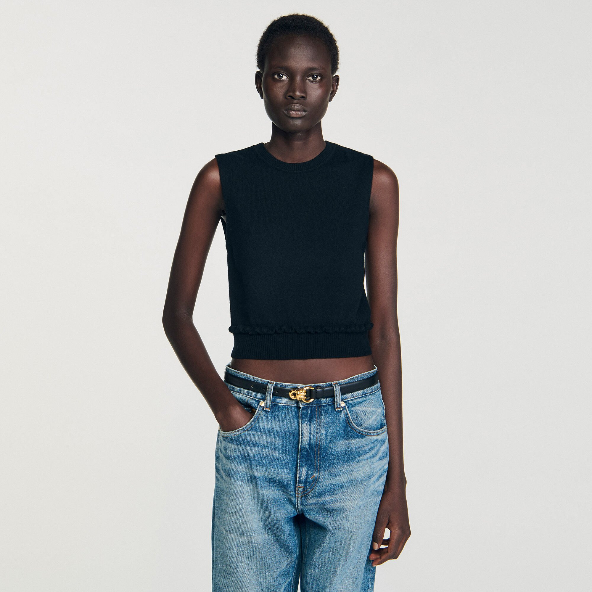 RUFFLED CROPPED SWEATER - 4