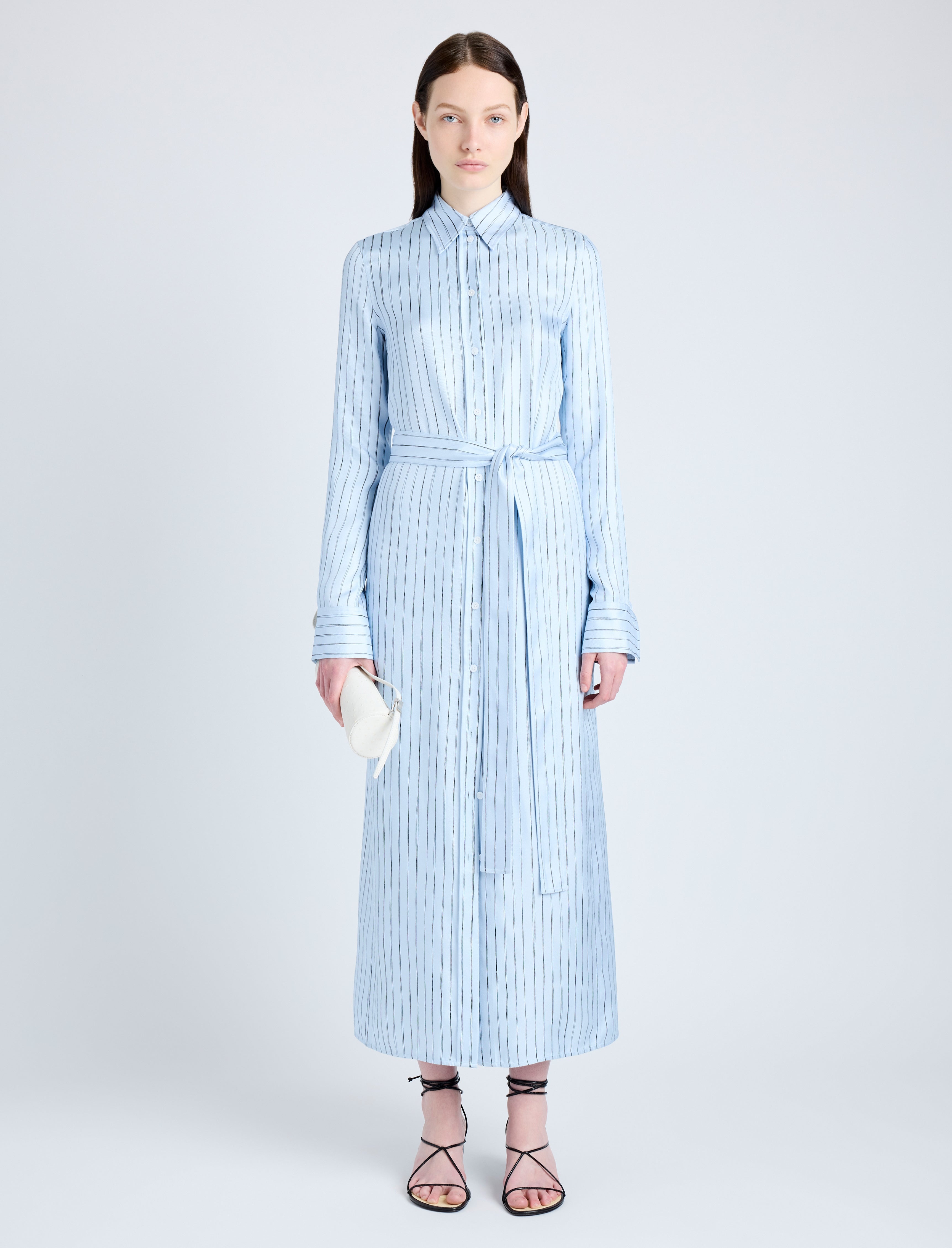 Hannah Dress in Stripe Silk Twill - 6