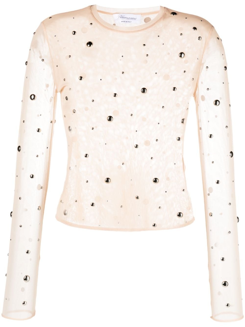 metal-embellishment tulle top - 1