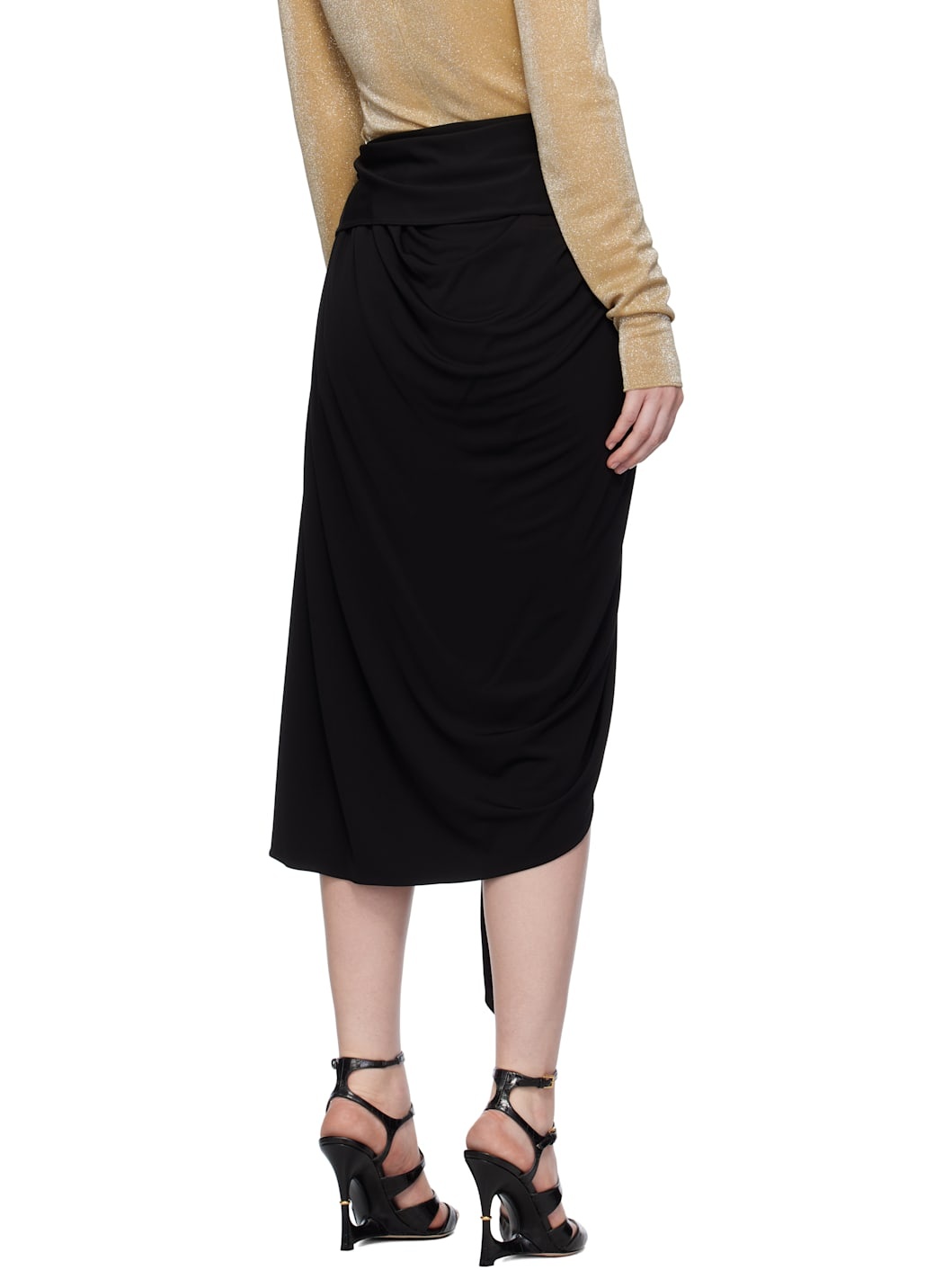 Black Mélodie Wrap Midi Skirt - 3