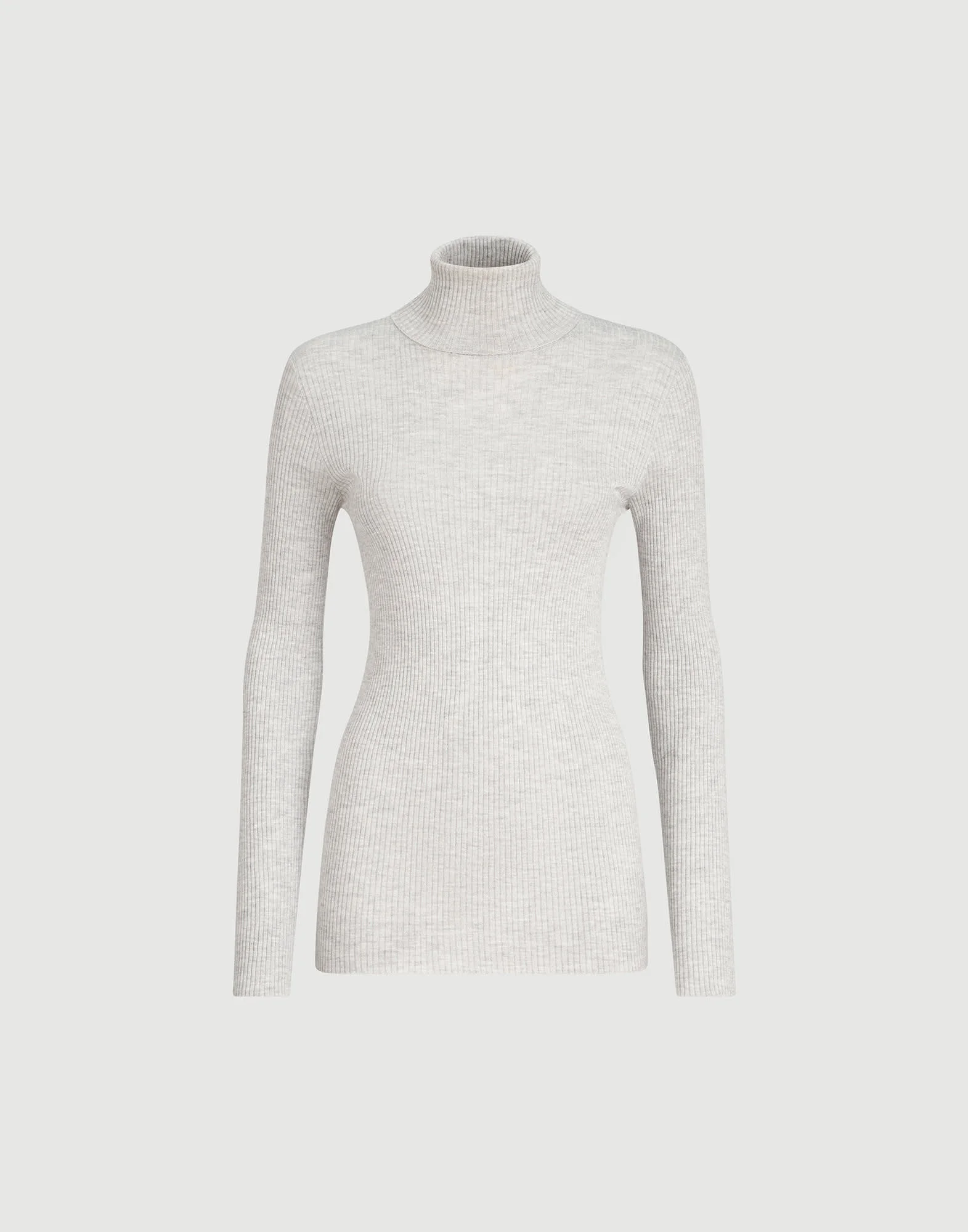 Lightweight turtleneck sweater in sparkling cashmere and silk rib knit - 1