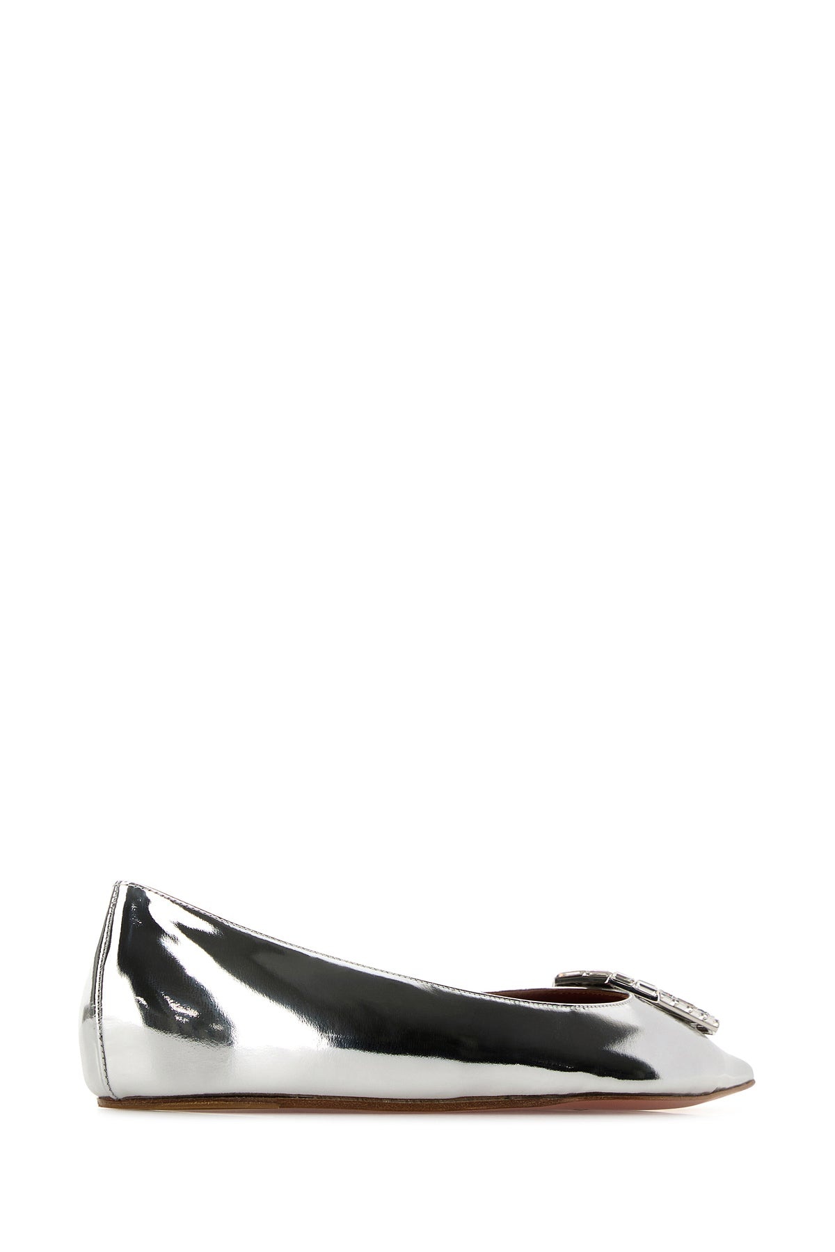 Silver leather Camelia ballerinas - 3