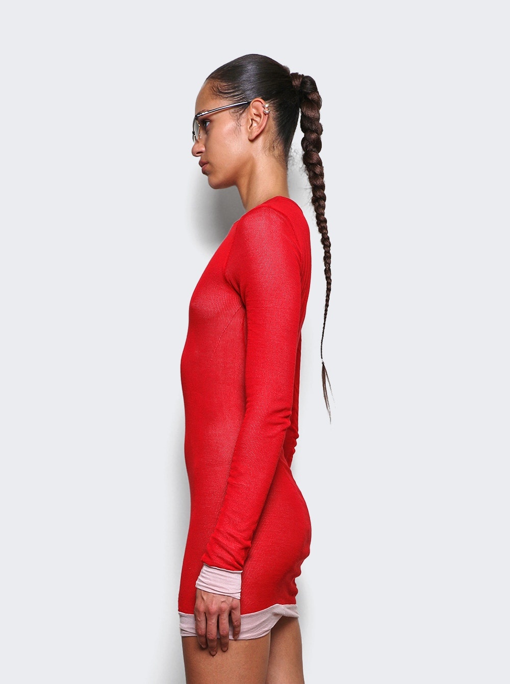Long Sleeve Mini Dress Red And Pink - 4