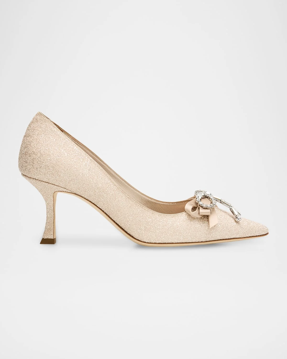 70mm Auria Glitter Leather Embellished Bow Pumps - 1