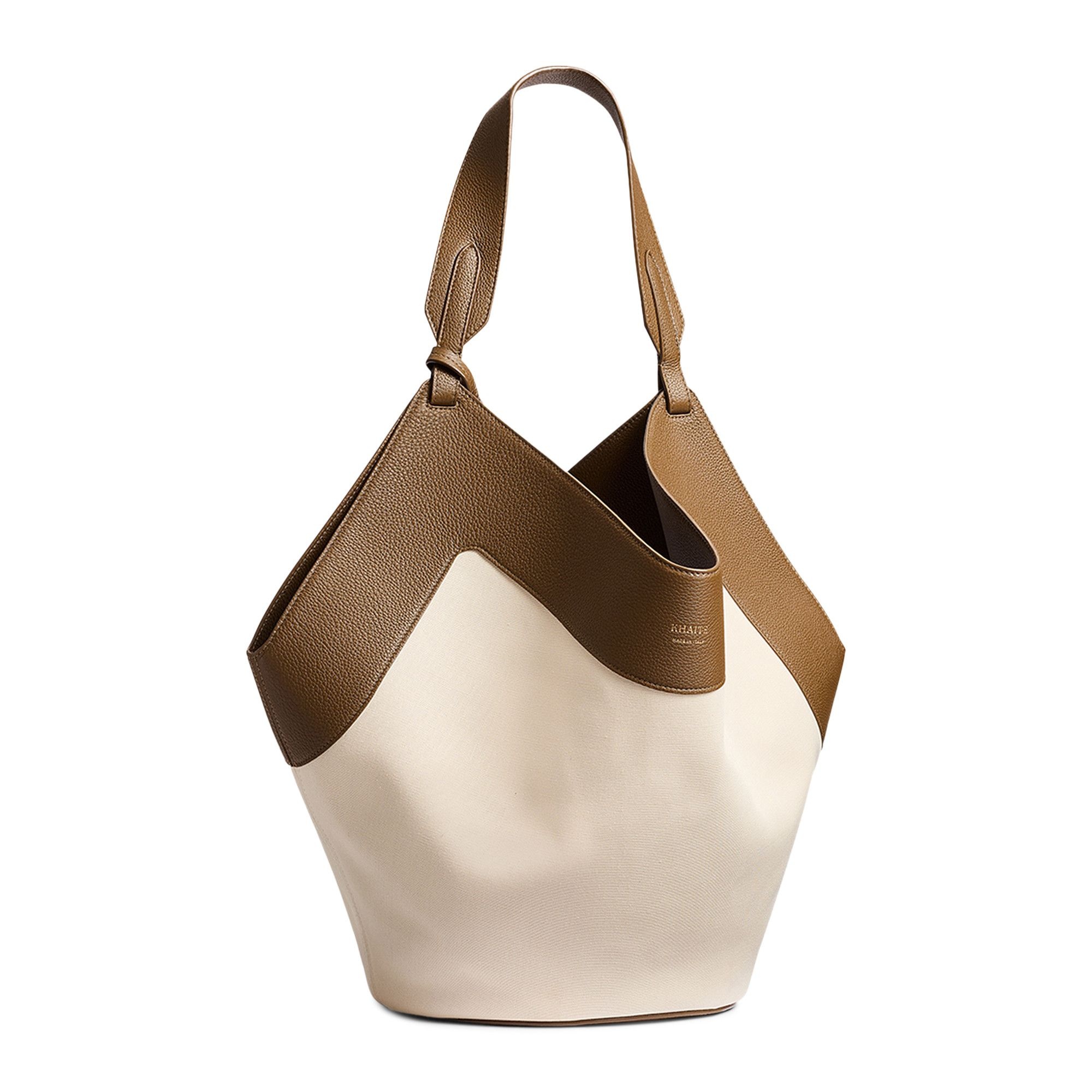 Khaite Medium Lotus Tote Bag 'Cream/Dark Olive' - 1