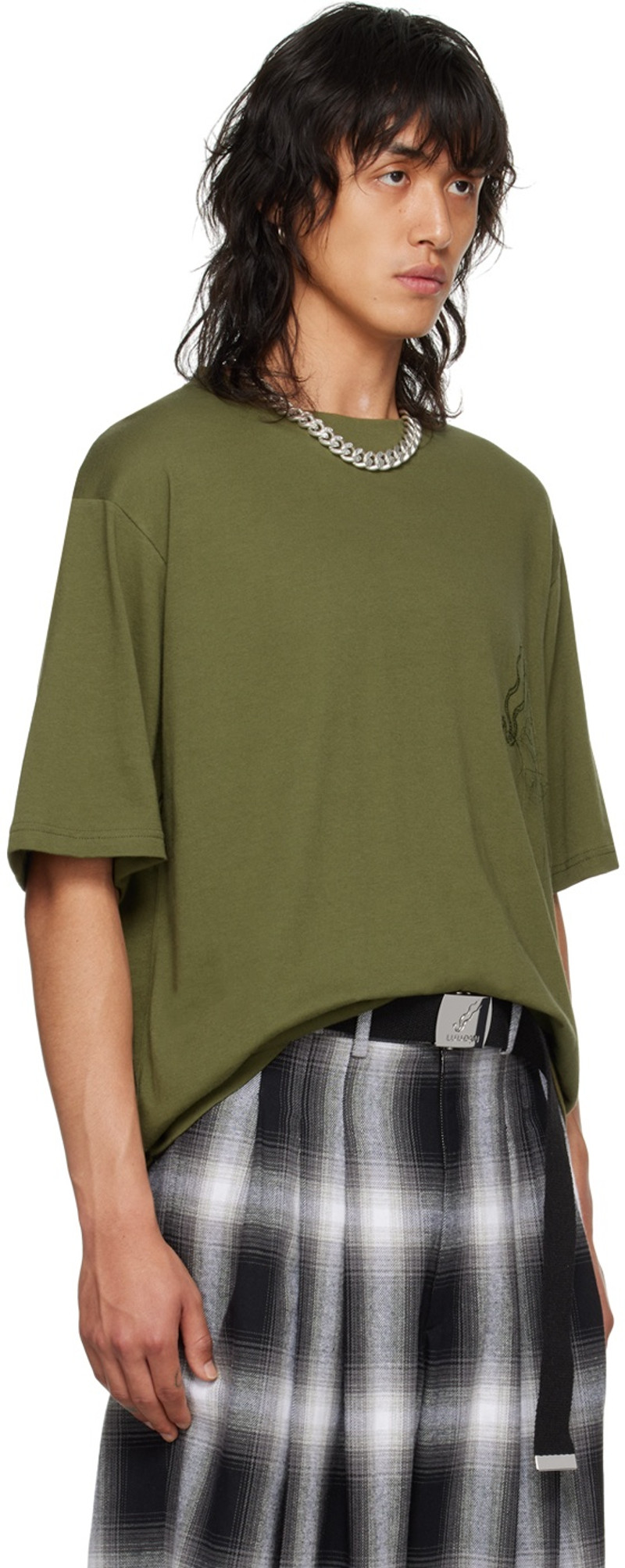 LU'U DAN Khaki Embroidered T-Shirt outlook