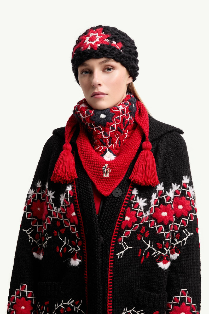Moncler Grenoble Embroidered Floral Scarf outlook
