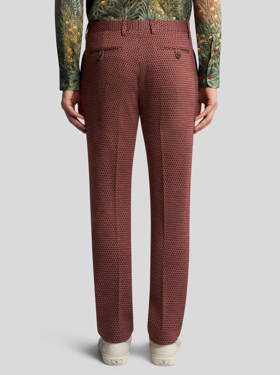 WOOL AND COTTON JACQUARD TROUSERS - 5