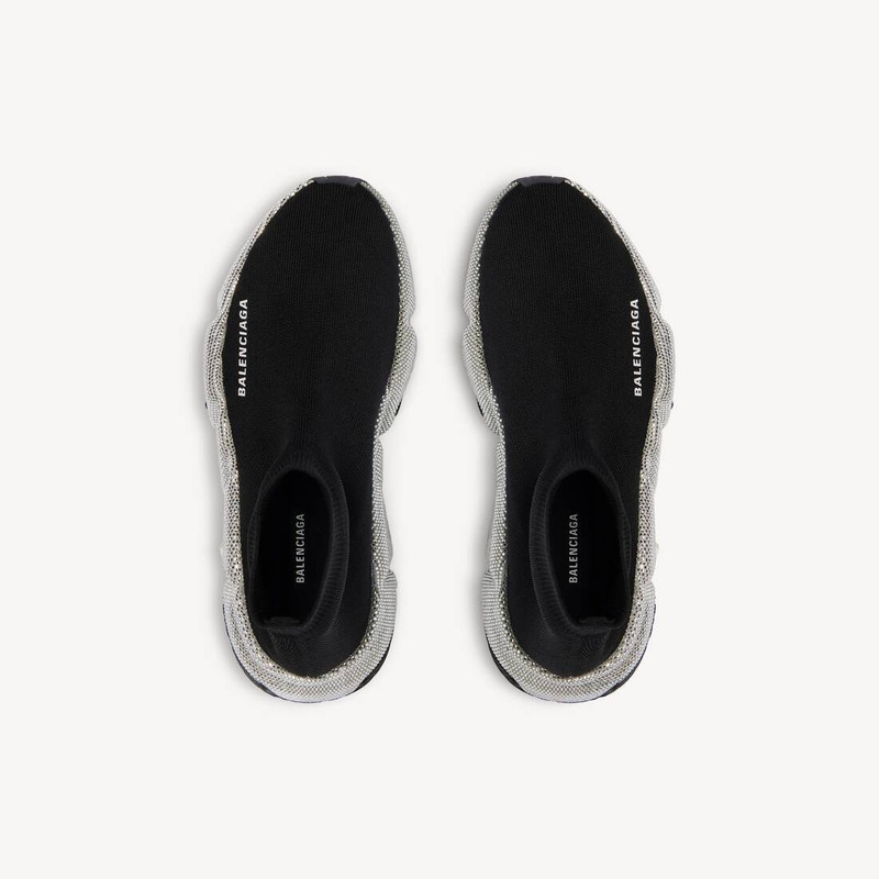 Men's Speed Recycled Knit Sneaker With Rhinestones in Black 6