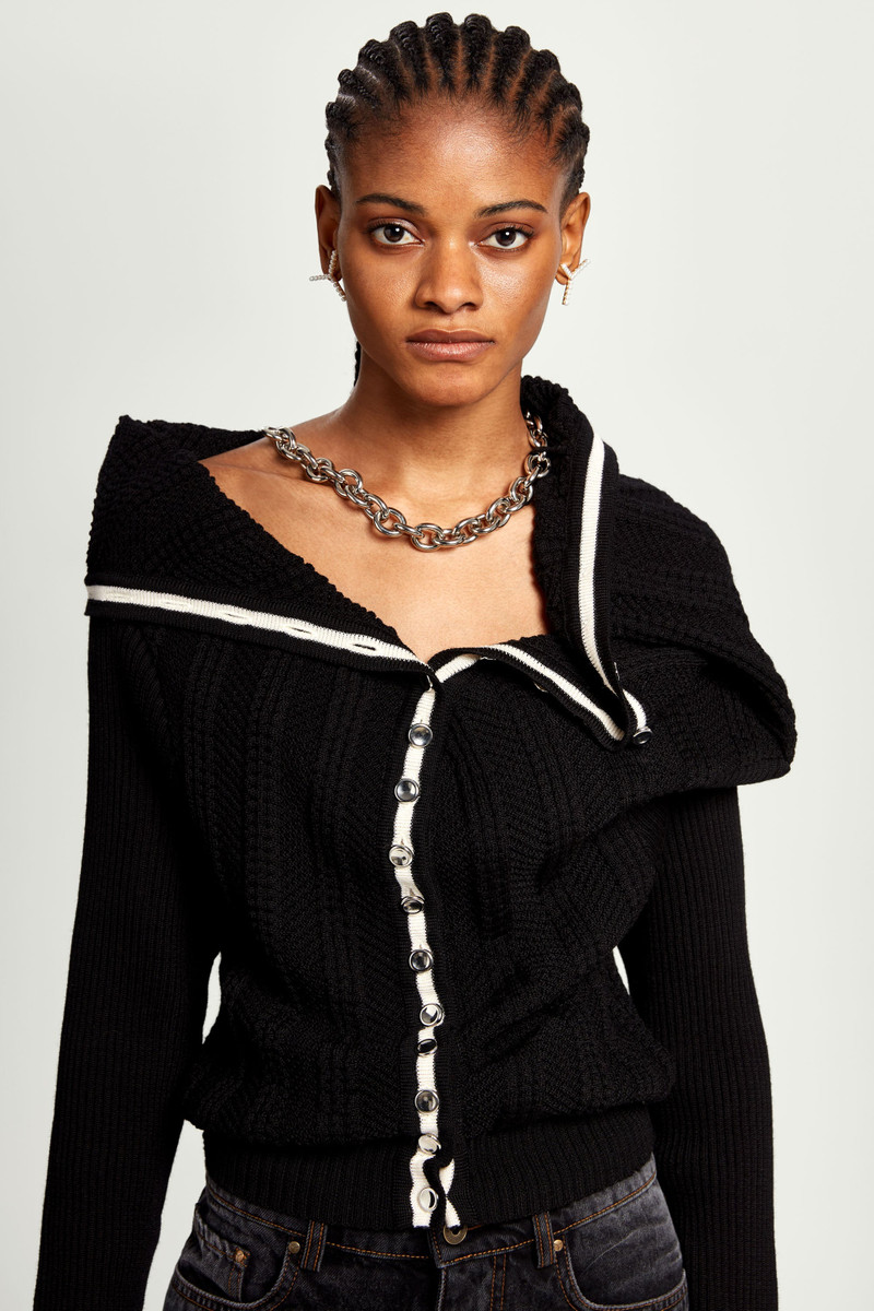 Classic Ruffle Necklace Cardigan 3