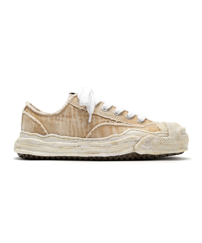"HANK" OG Sole Bleach-Wash Denim Canvas Low-top Sneaker 11