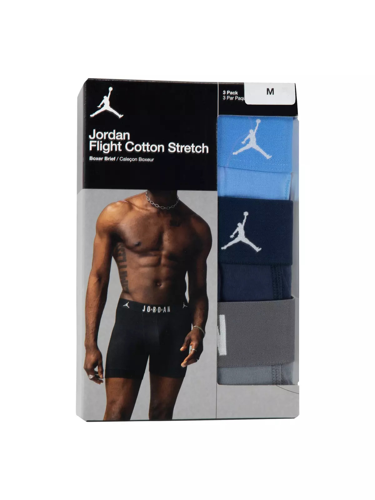 Men's Flight Cotton Core 3-Pack Boxer Brief -Blue/Black/Grey - 9