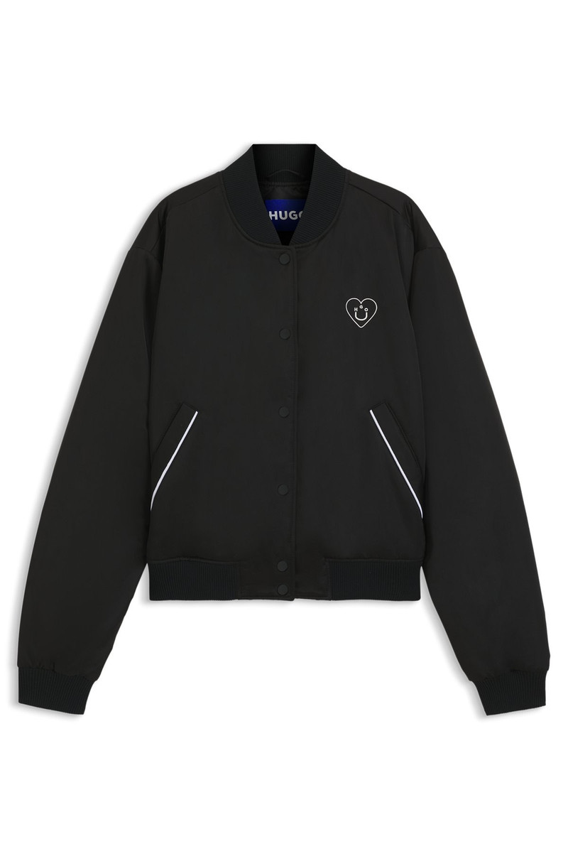 PADDED VARSITY-STYLE JACKET WITH HAPPY HUGO LOGOS 1