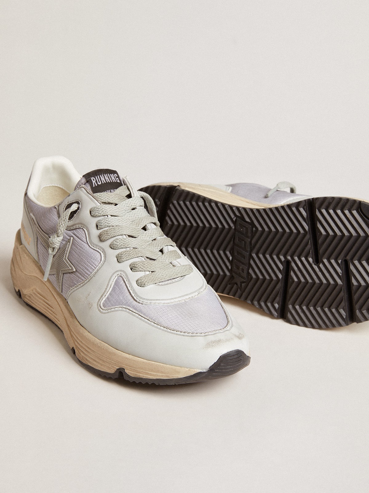 Running Sole in nylon and nappa with rubber star and leather heel tab - 3