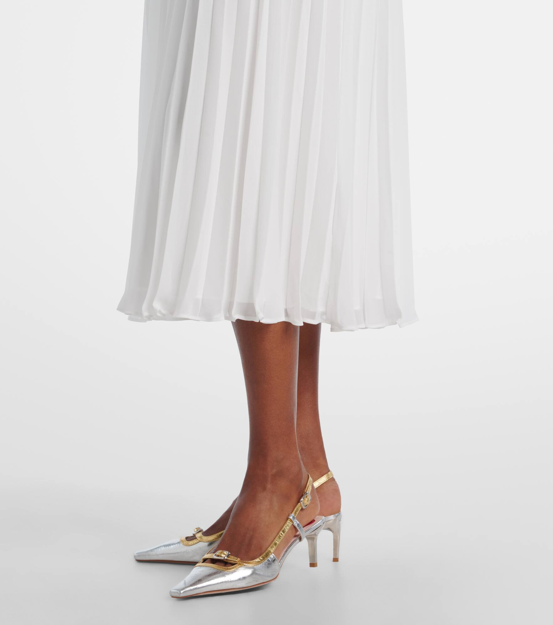 Bouclé and chiffon midi dress - 6