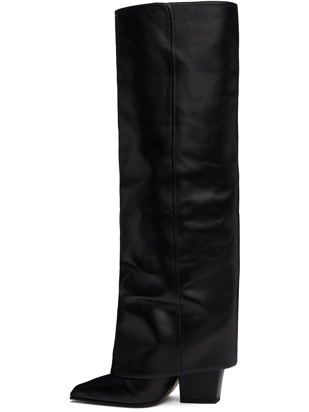 Black Jane Fold Over Tall Boots - 3