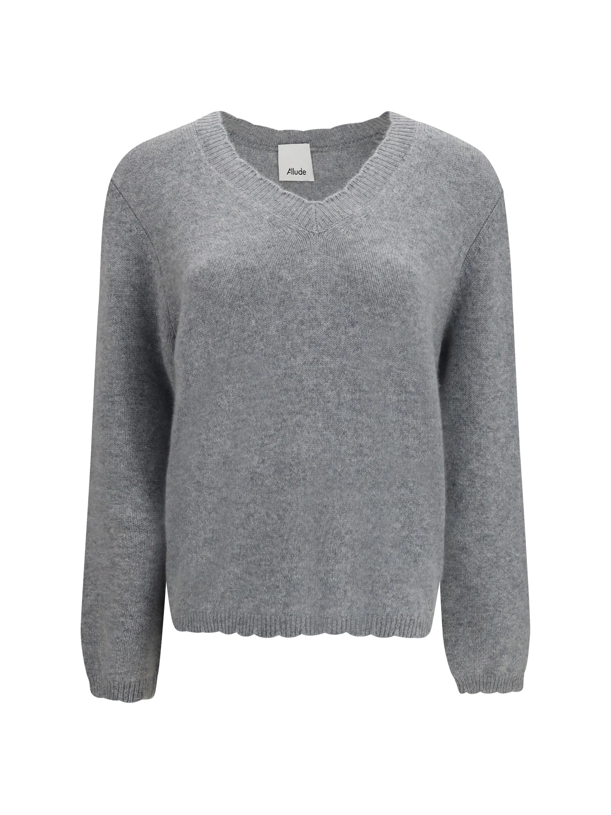 Allude V-Neck Cashmere Sweater — Gray - 1